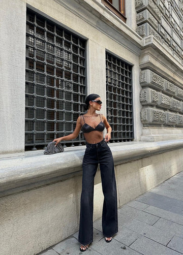 Füme Baggy Taşlamalı Jean
