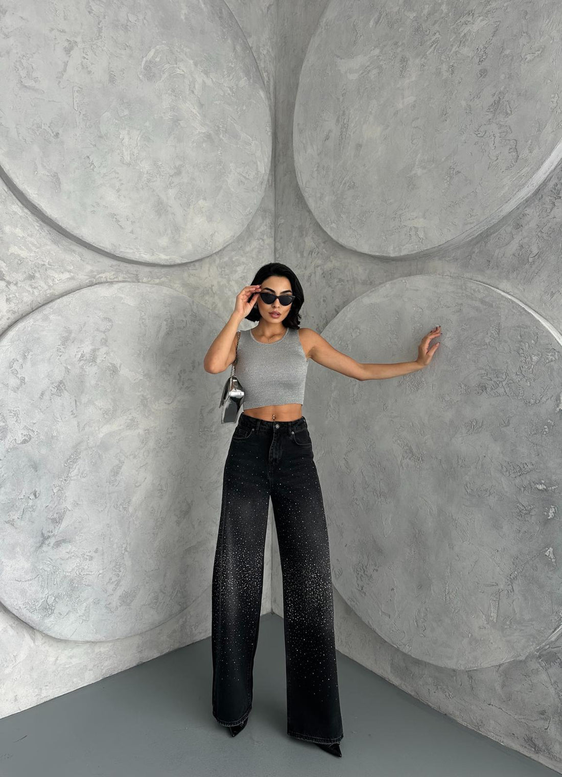 Taş Detaylı Baggy Jean