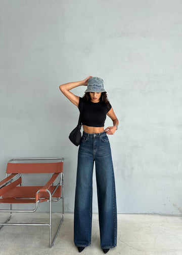 Koyu Mavi Baggy Denim Pantolon