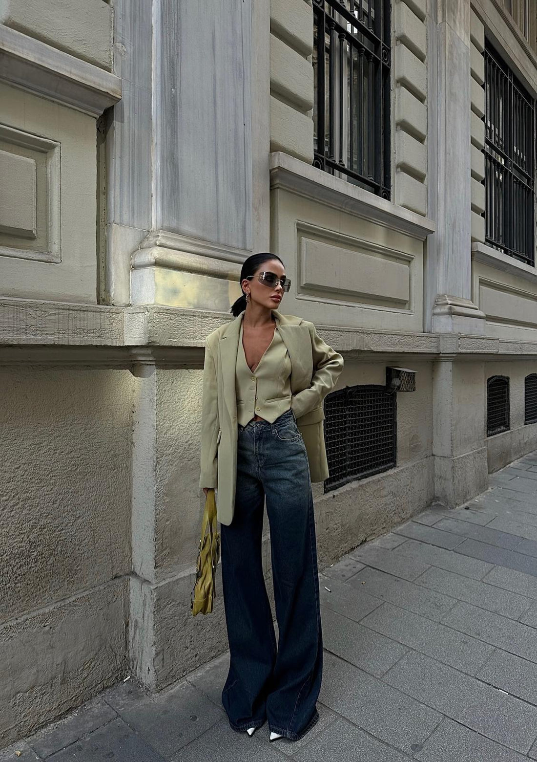 Renk Geçişli Mavi Baggy Denim Pantolon