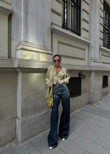 Renk Geçişli Mavi Baggy Denim Pantolon