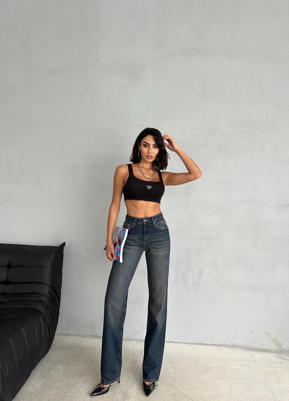 Straight Boru Paça Dark Blue Tint Jean