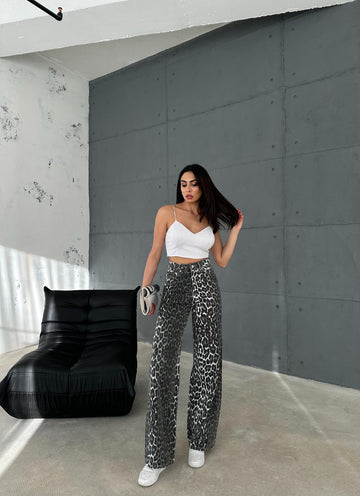 Leopar Desen Baggy Pantolon