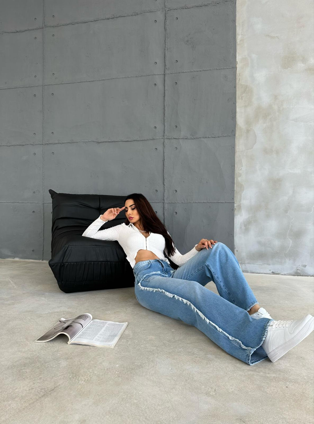 Püskül Detaylı Palazzo Denim Pantolon