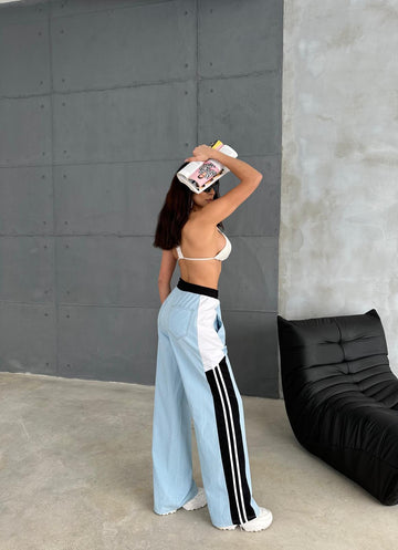 Yan Kısmı Penye Detaylı Denim Pantolon