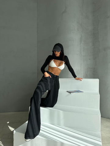 Supper Baggy Dark Black Jean Pantolon