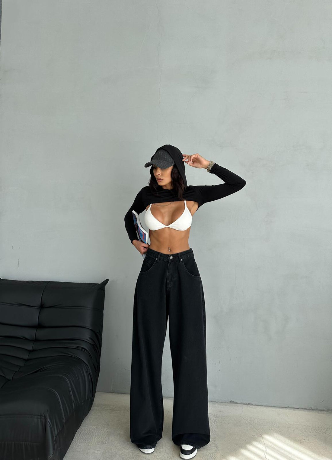 Supper Baggy Dark Black Jean Pantolon