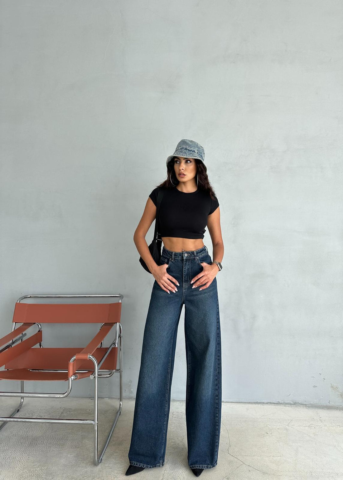 ZB4535 DENIM BAGGY KOYU MAVİ PANTOLON